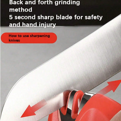 4 Stage Manual Knife Sharpener, Professional Kitchen Blade Sharpening Tool, Non Slip Handle Knife Sharpener For Steel Knives Scissors