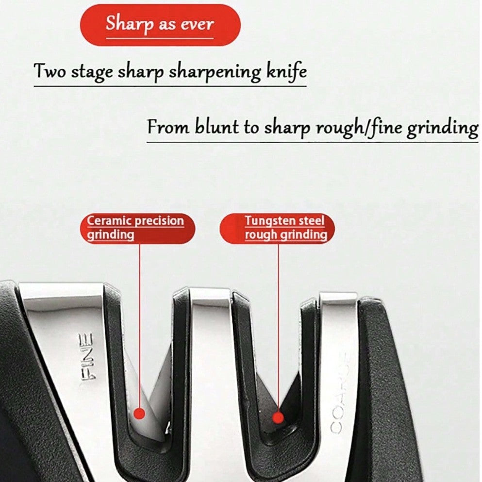 4 Stage Manual Knife Sharpener, Professional Kitchen Blade Sharpening Tool, Non Slip Handle Knife Sharpener For Steel Knives Scissors