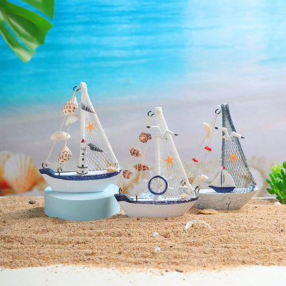 1pc Ocean-Style Shell Crack Boat Ornaments, Creative Wooden Sailboat Model Knick-Knacks, Creative Decorative Handicraft Boats, Craft Decoration Ornament, Desktop Decor(Hand-Made Works May Have Slight Defects, Do Not Affect The Use, If You Mind, Carefully