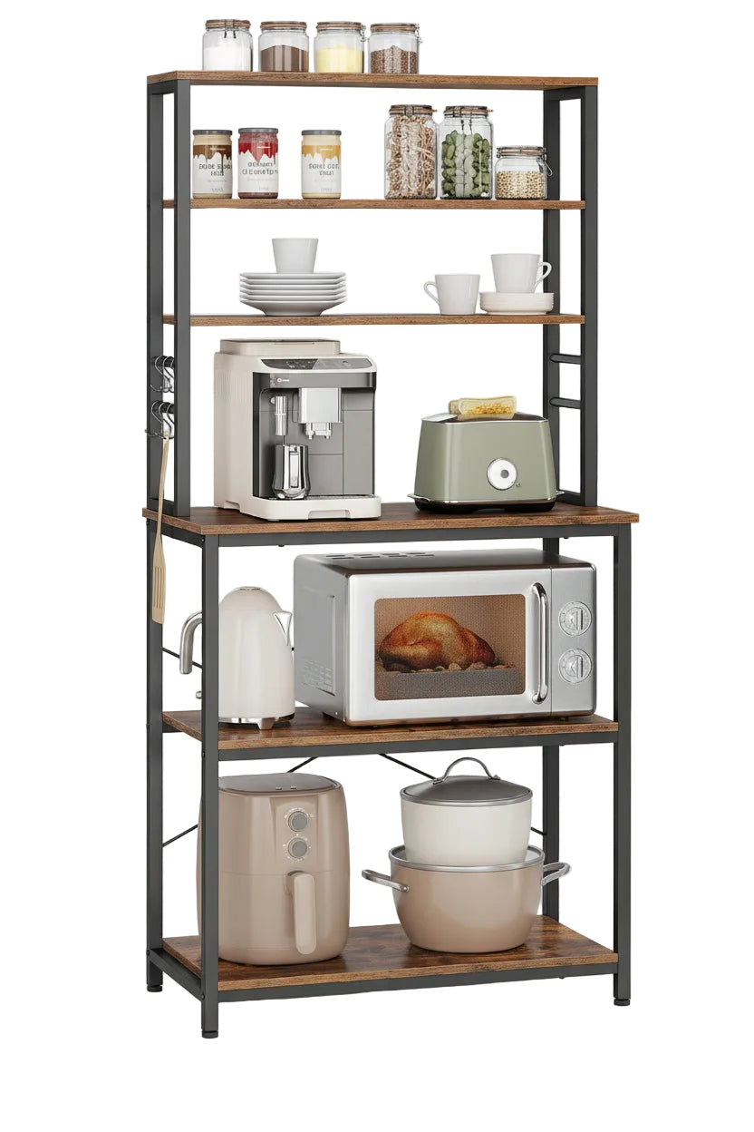Baker's Rack with Microwave Stand | Industrial Kitchen Storage Shelf – MIRA