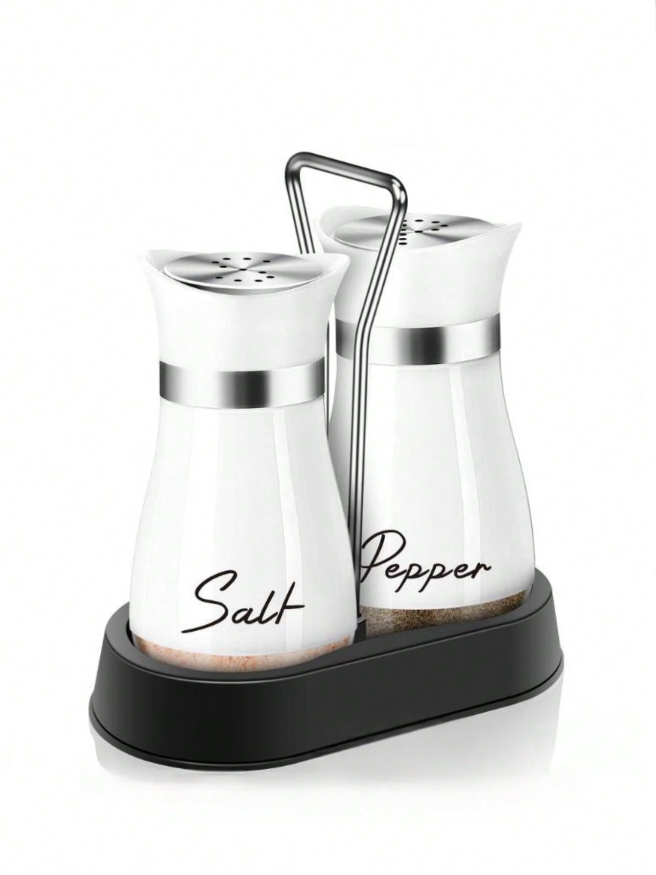 2pcs/Set Seasoning Bottle Set, Includes Salt & Pepper Shaker, Spice Grinder With Holder, 4oz Airtight Spice Jars, Functional Kitchen Accessories, Holiday Party Gift