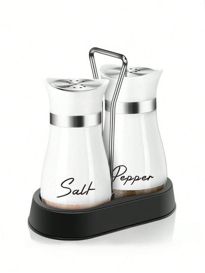 2pcs/Set Seasoning Bottle Set, Includes Salt & Pepper Shaker, Spice Grinder With Holder, 4oz Airtight Spice Jars, Functional Kitchen Accessories, Holiday Party Gift