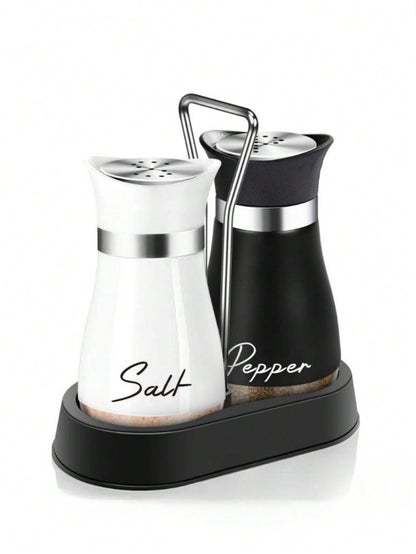 2pcs/Set Seasoning Bottle Set, Includes Salt & Pepper Shaker, Spice Grinder With Holder, 4oz Airtight Spice Jars, Functional Kitchen Accessories, Holiday Party Gift