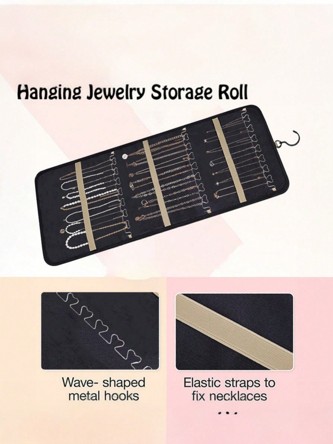 Madebyblanc Large Capacity Jewelry Organizer Hanging Bag - Double-Sided Wall-Mounted Closet Storage With Hooks For Earrings/Necklaces/Rings | Dustproof Premium Polyester Door Organizer (Black Valentine's Gift Idea)
