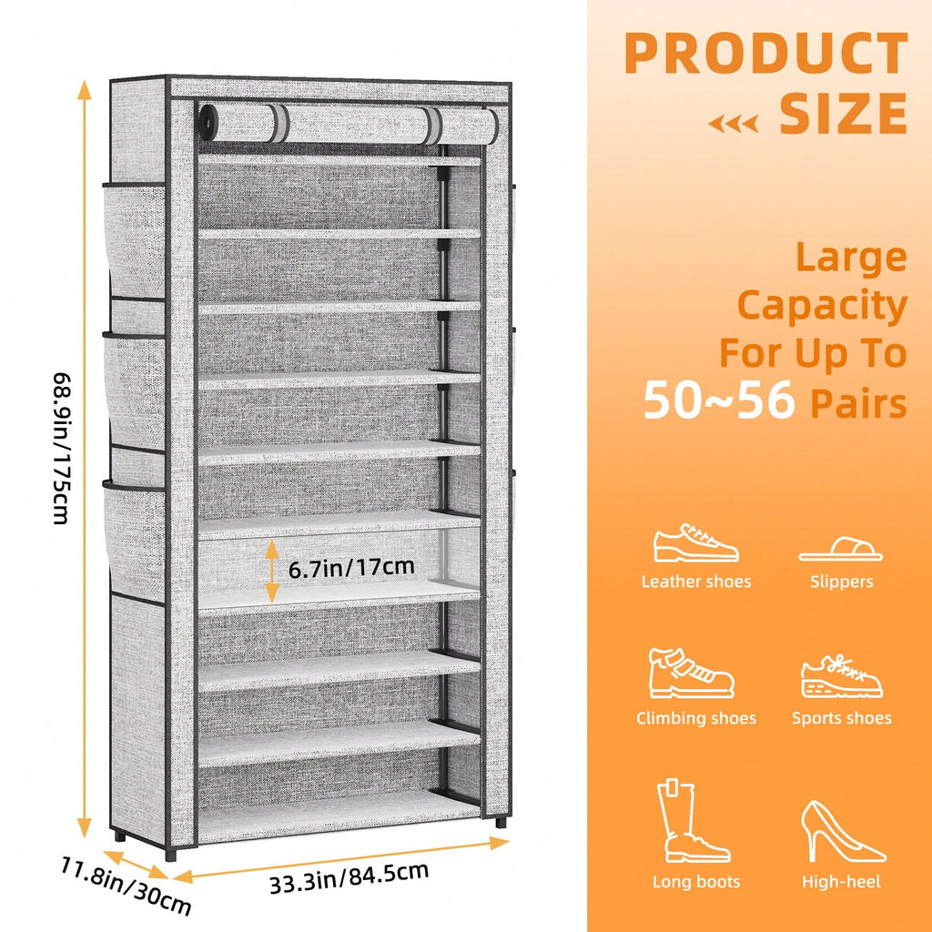 Large Shoe Rack Cabinet 6/10 Tier – 50-56 Pairs, Dustproof | MIRA
