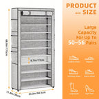 Large Shoe Rack Cabinet 6/10 Tier – 50-56 Pairs, Dustproof | MIRA