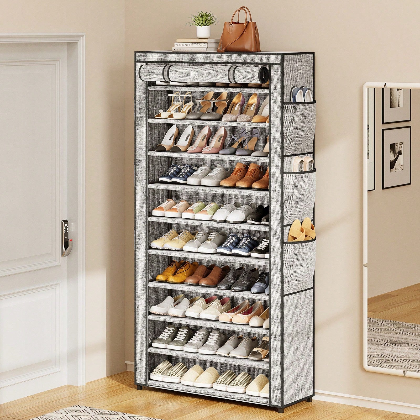 Large Shoe Rack Cabinet 6/10 Tier – 50-56 Pairs, Dustproof | MIRA