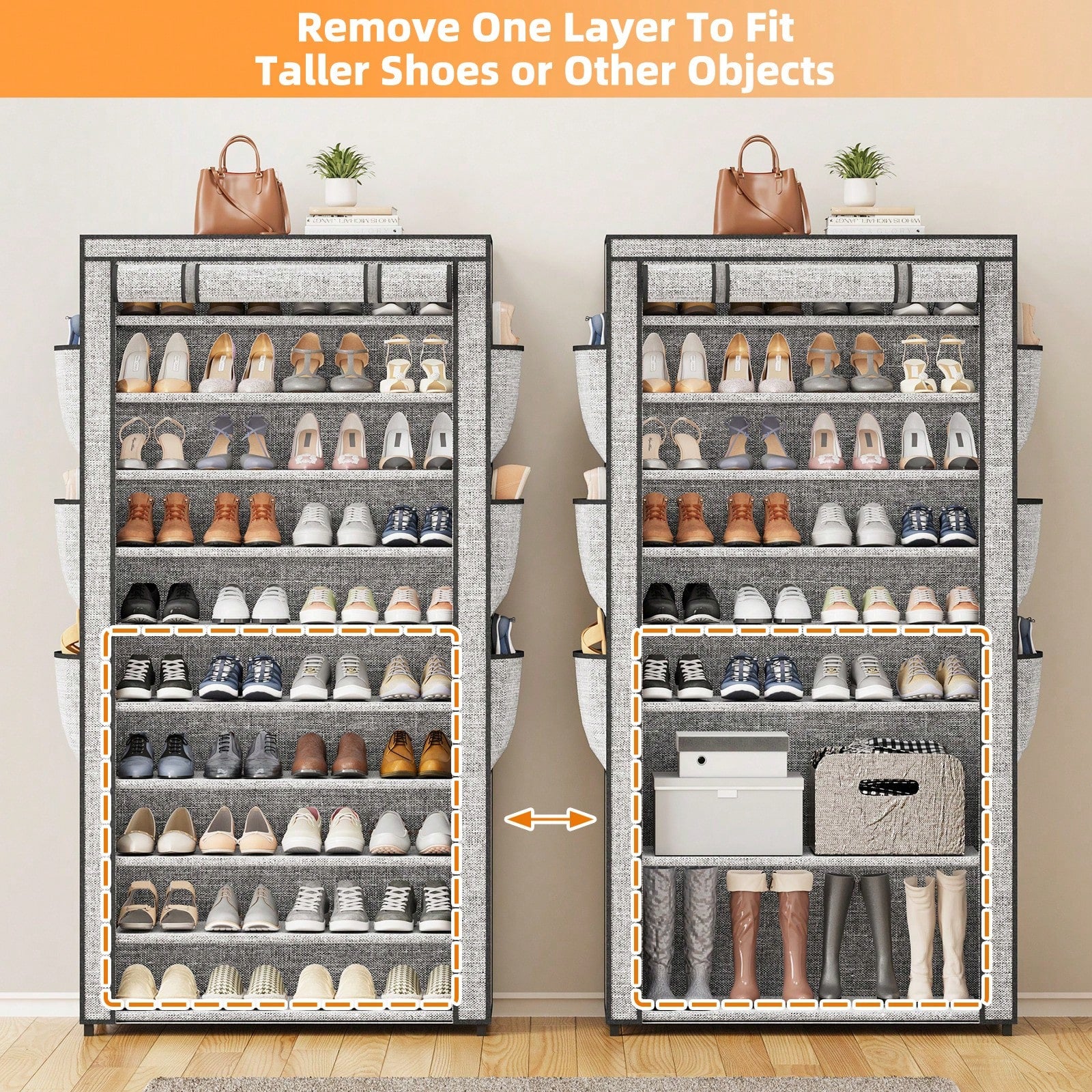 Large Shoe Rack Cabinet 6/10 Tier – 50-56 Pairs, Dustproof | MIRA