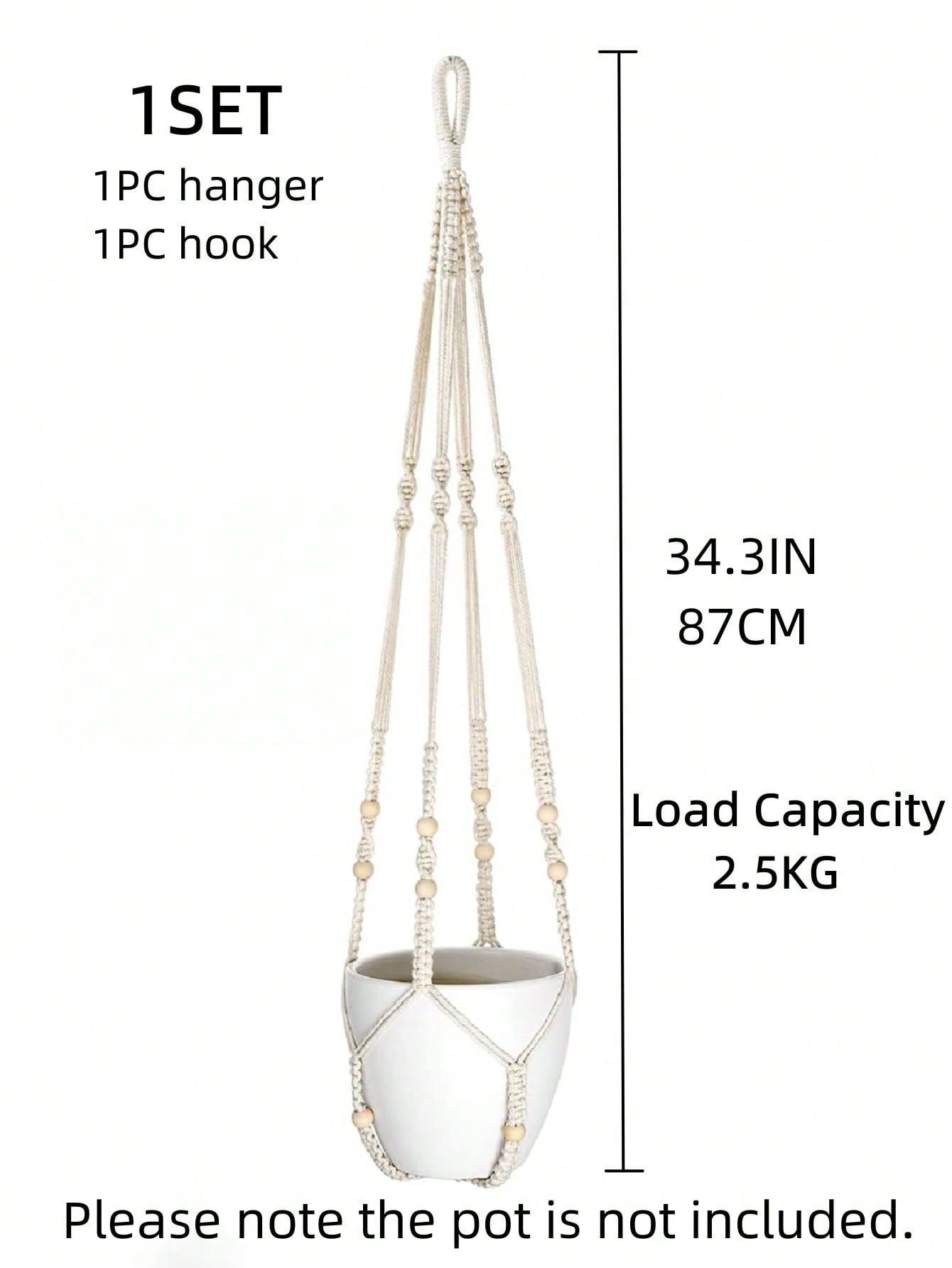 1pc Bead Decor Hanging Basket