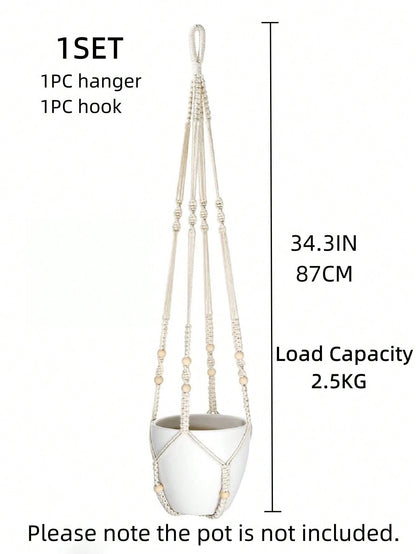 1pc Bead Decor Hanging Basket