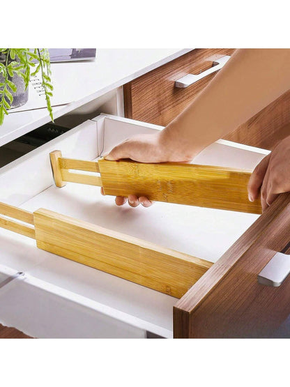 6 Packs Bamboo Drawer Dividers With Labels, Adjustable Organizers For Kitchen, Bathroom, Dresser, And Office Drawers, Fits 17-22 Inch Spaces, Expandable Storage For Clothes, Utensils, And Accessories Back To School Dormitory Storage