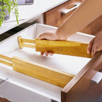 Bamboo Drawer Dividers with Labels | 6-Pack Adjustable Organizers, Fits 17-22 Inch