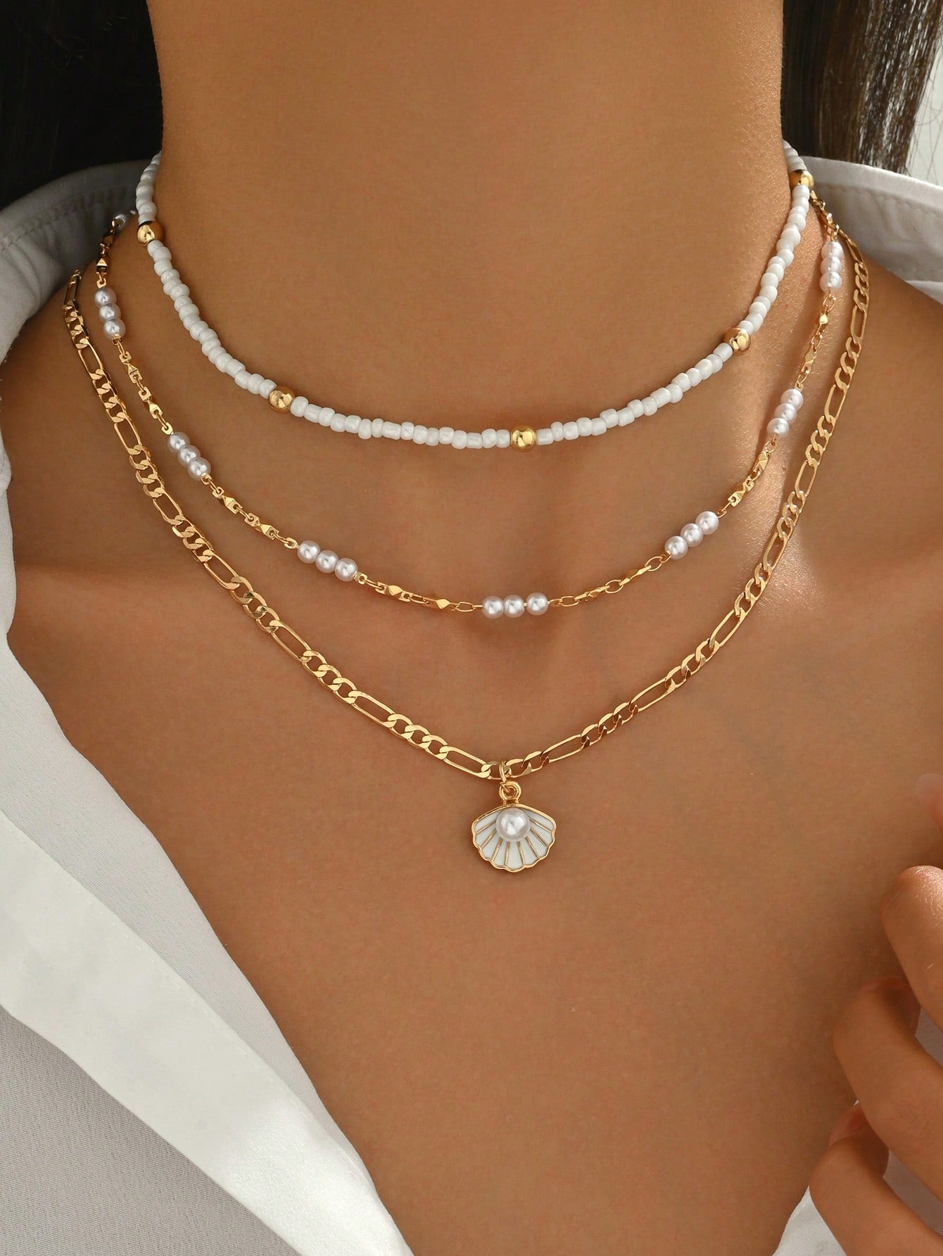 Gold Layered Bead Chain Necklace Set for Women – Boho Style | MIRA