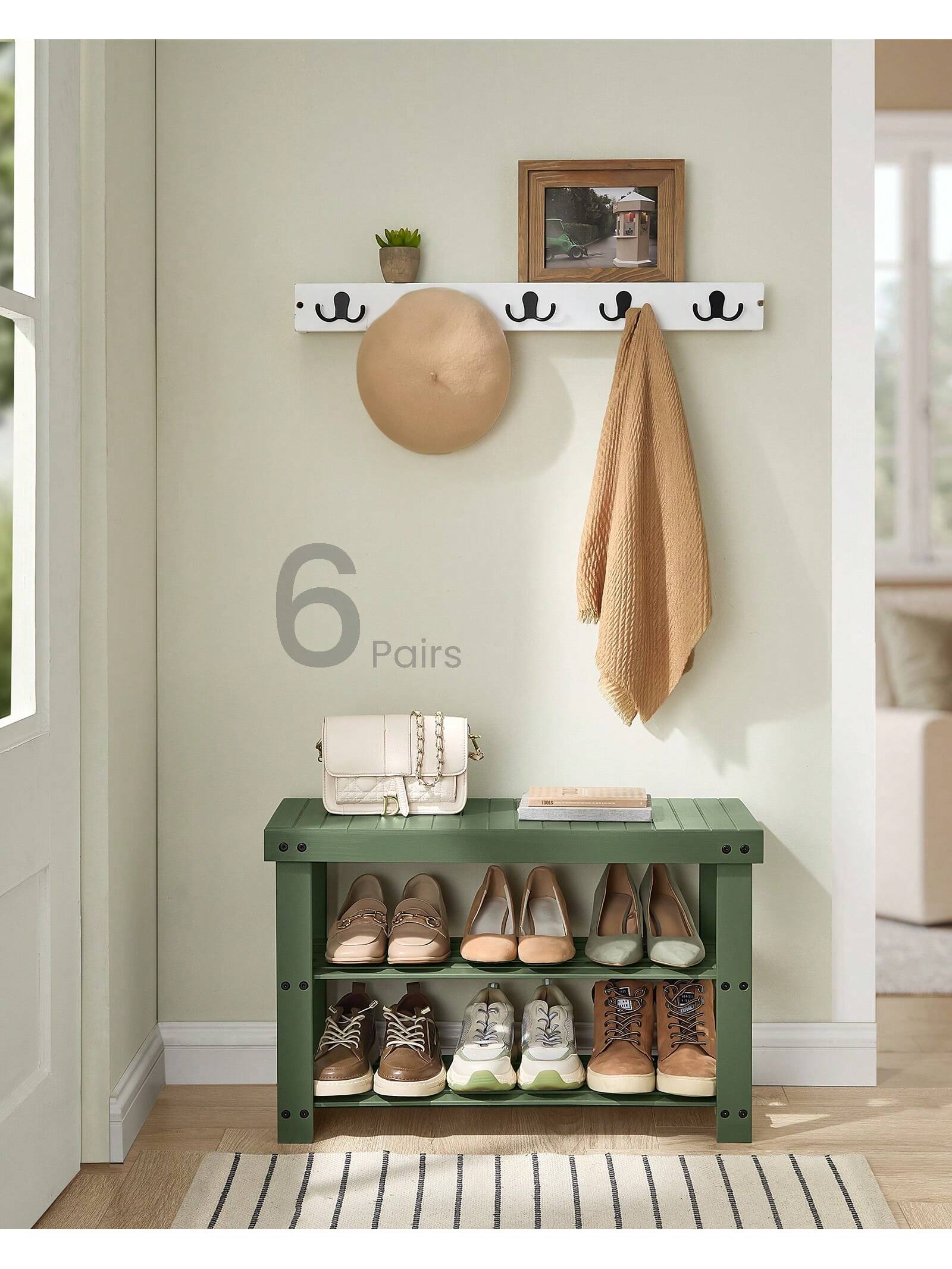3-Tier Bamboo Shoe Rack Bench – Entryway Shoe Organizer 286lb | MIRA