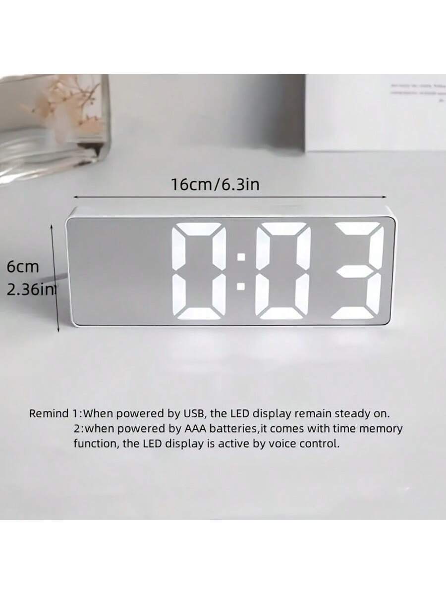 LED Mirror Desk Clock | Digital Alarm Clock with Night Light | MIRA