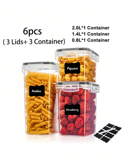 VOOVA 48pcs Sealed Food Storage Containers With LIDS - Lunch Boxes Ideal For Organizing And Storing Grains, Rice, Pasta, Tea, Nuts And Coffee Beans In A Kitchen Pantry - Can Be Used For Dishwasher Washing, Including Labels And Markers
