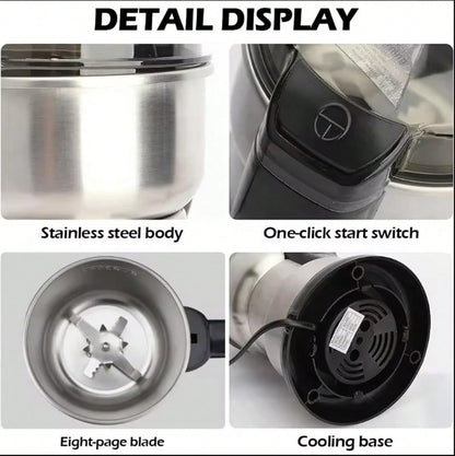 Pieces High Power Grinder, Stainless Steel Small Home Grain Mill, Kitchen Cooking Wall Crusher, 110-130V US Plug, No Battery Required, Ideal Holiday Gifts