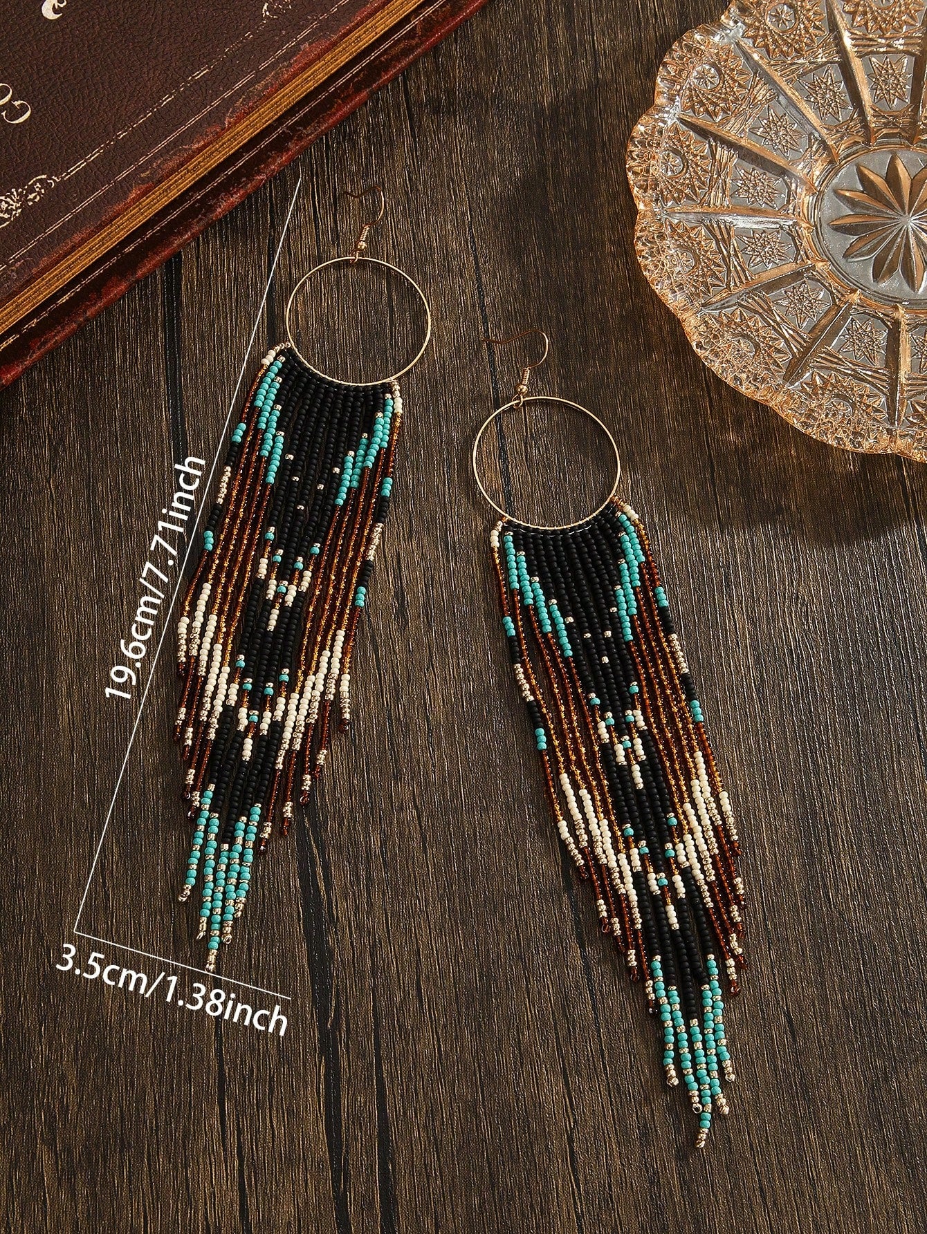 Handmade Bohemian Beaded Tassel Drop Earrings – Circle & Hoop | MIRA