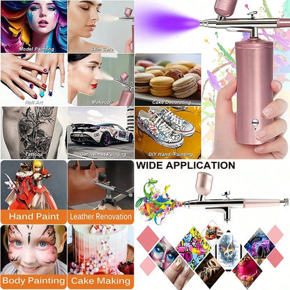 Airbrush Kit With Compressor - 48PSI High-Pressure, Non-Clogging Air Brush Set Cordless Rechargeable With 0.25mm Nozzle And Cleaning Brush For Nail Art, Makeup, Painting, And Cake Decorating