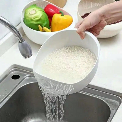 Rice Sieve Rice Drainage Basket Plastic Colander Kitchen Drain Basket Rice Bowl Fruit Vegetable Washing Strainer Basket Tools