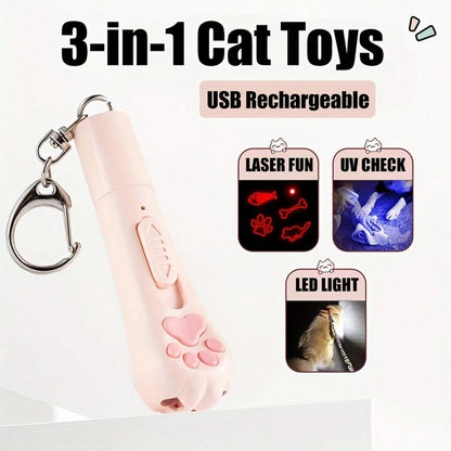 Cat Laser Toy Cats - 5 Interactive Laser Pointer Designs | Rechargeable Laser Cat Toy For Kittens, Dogs & Indoor Pets | Hunt Training, Pink Accessories | Wall Projection Puzzle Game