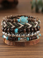Handmade Boho Beaded Bracelets with Turtle Charm | Stackable Set | MIRA