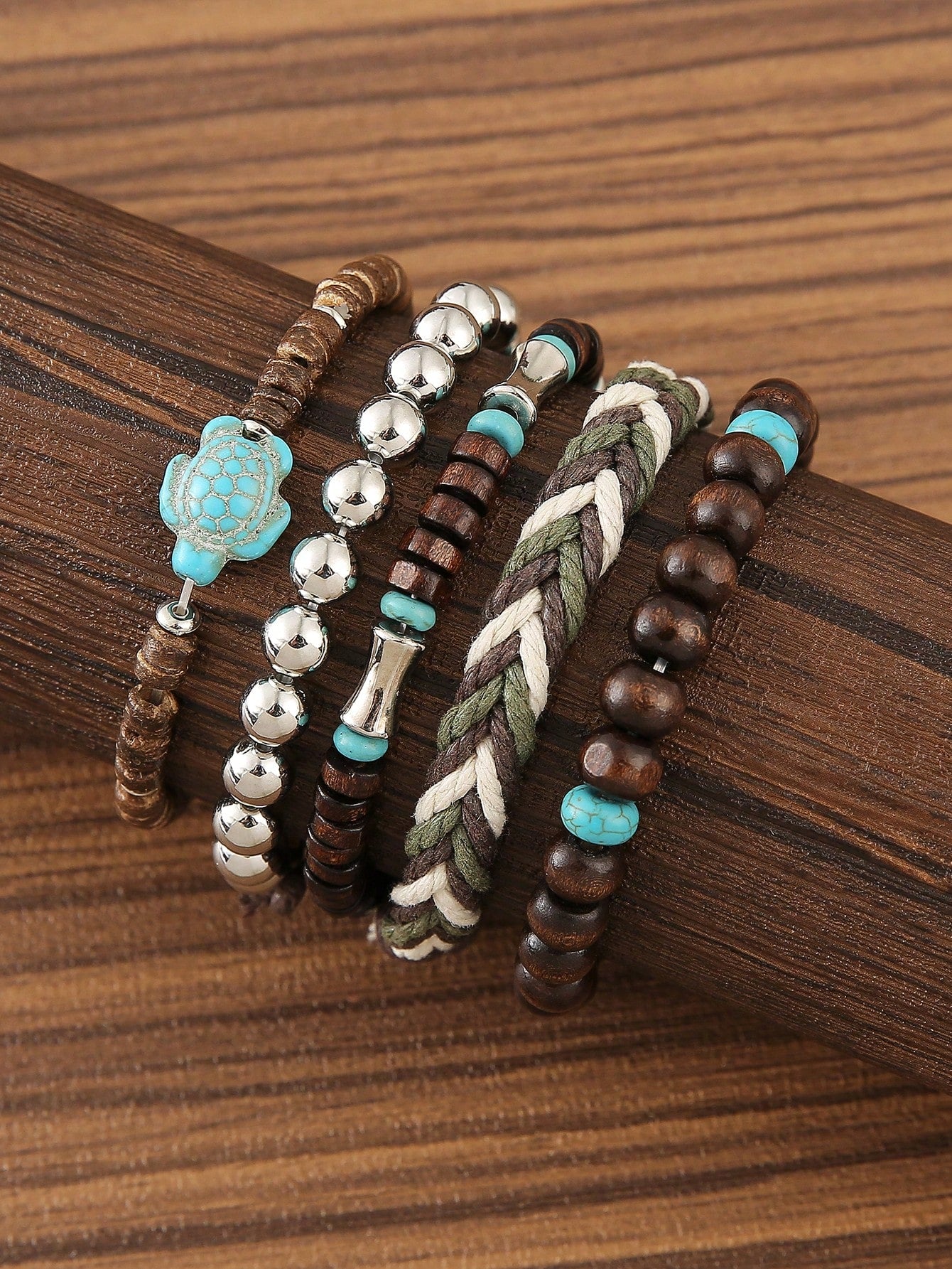 Handmade Boho Beaded Bracelets with Turtle Charm | Stackable Set | MIRA