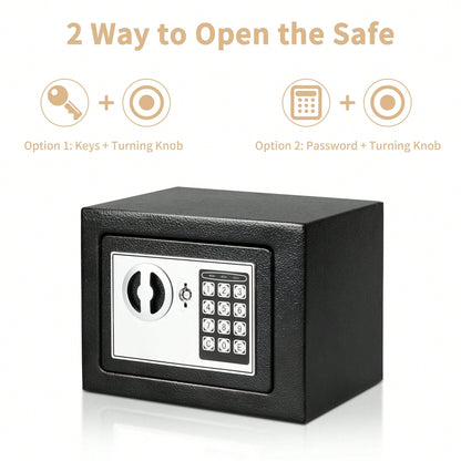 Deli 0.2 Cubic Feet Digital Safe Box – Fireproof & Secure Steel Money Safe For Home With Hidden Cash Storage & Protective Money Bag, Black