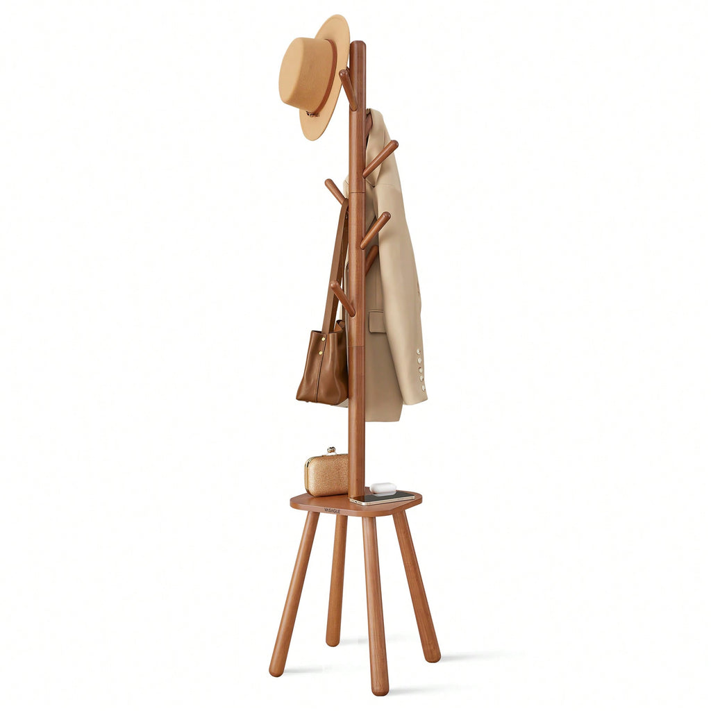Free-Standing Coat Rack | 8 Hooks & Storage Shelf, 67.1" Hall Tree – MIRA
