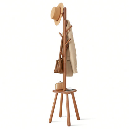 VASAGLE Coat Rack, Free Standing Coat Stand, Hall Coat Tree With 8 Hooks And Storage Shelf, 67.1 Inch Tall, For Coats, Hats, Bags, For Entryway, Hallway, Bedroom
