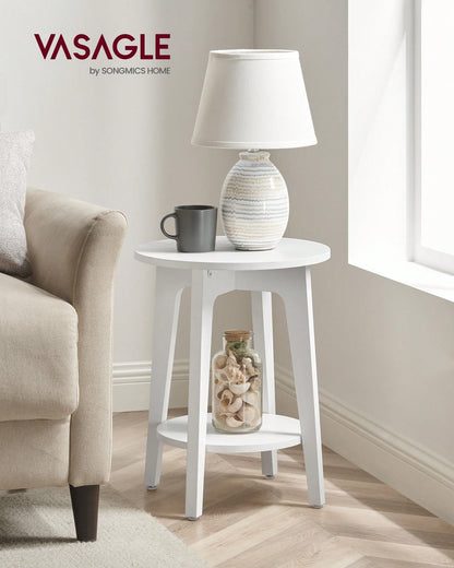 VASAGLE Round End Table With Lower Shelf, Side Table, Nightstand For Small Spaces, 15.8 X15.8 X 19.7 Inches, Room Decor, Grey And Brown