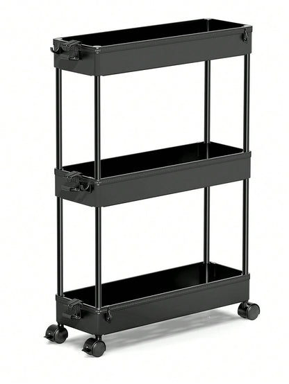 SPACEKEEPER Slim Rolling Storage Cart, 3 Tier Bathroom Storage Organizer Laundry Room Utility Cart Mobile Shelving Unit, Multi-Purpose For Kitchen Office Bathroom Laundry Narrow Places