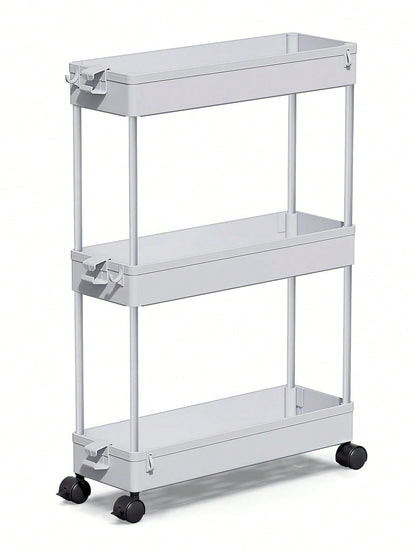SPACEKEEPER Slim Rolling Storage Cart, 3 Tier Bathroom Storage Organizer Laundry Room Utility Cart Mobile Shelving Unit, Multi-Purpose For Kitchen Office Bathroom Laundry Narrow Places