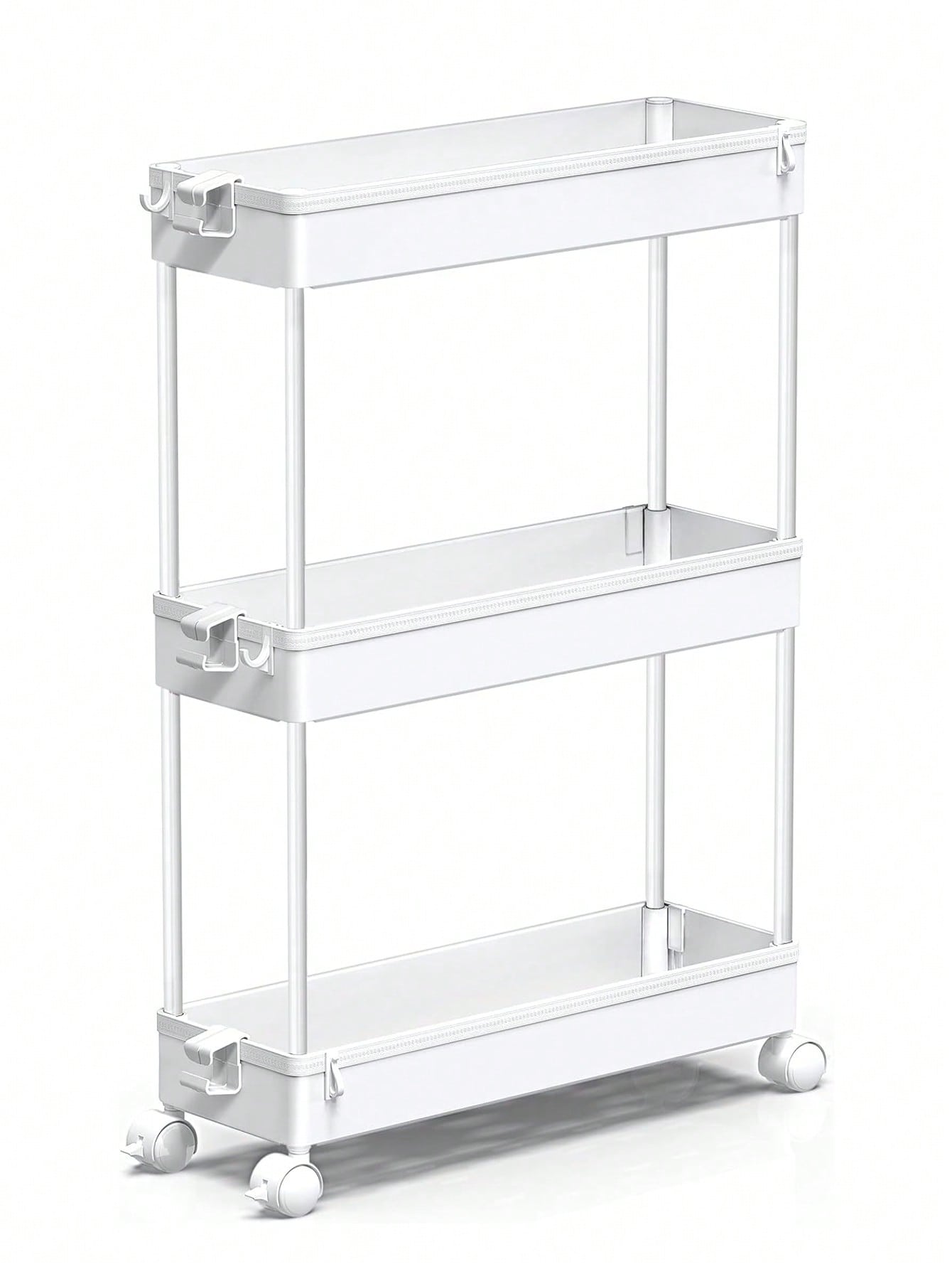 SPACEKEEPER Slim Rolling Storage Cart, 3 Tier Bathroom Storage Organizer Laundry Room Utility Cart Mobile Shelving Unit, Multi-Purpose For Kitchen Office Bathroom Laundry Narrow Places