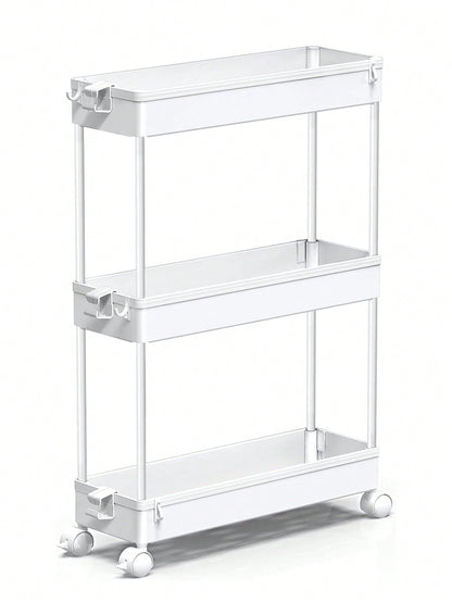 SPACEKEEPER Slim Rolling Storage Cart, 3 Tier Bathroom Storage Organizer Laundry Room Utility Cart Mobile Shelving Unit, Multi-Purpose For Kitchen Office Bathroom Laundry Narrow Places