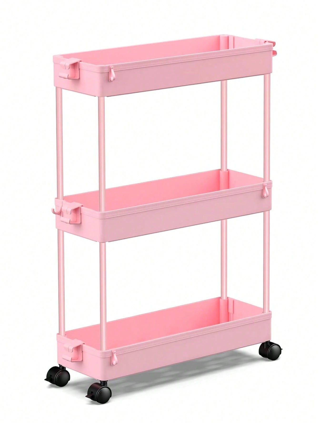 SPACEKEEPER Slim Rolling Storage Cart, 3 Tier Bathroom Storage Organizer Laundry Room Utility Cart Mobile Shelving Unit, Multi-Purpose For Kitchen Office Bathroom Laundry Narrow Places