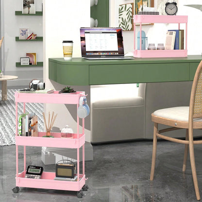 SPACEKEEPER Slim Rolling Storage Cart, 3 Tier Bathroom Storage Organizer Laundry Room Utility Cart Mobile Shelving Unit, Multi-Purpose For Kitchen Office Bathroom Laundry Narrow Places