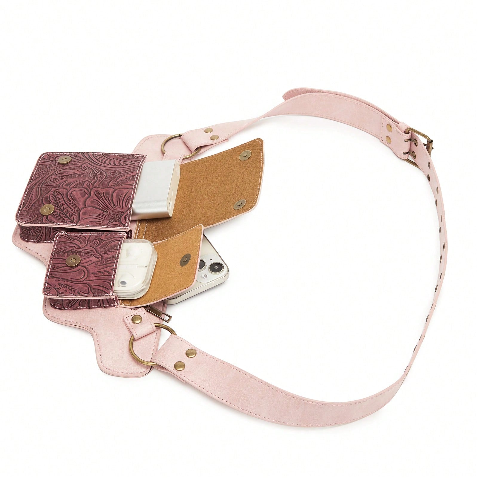 Vintage Leather Fanny Pack with Gold Studs | Women's Waist Bag | MIRA