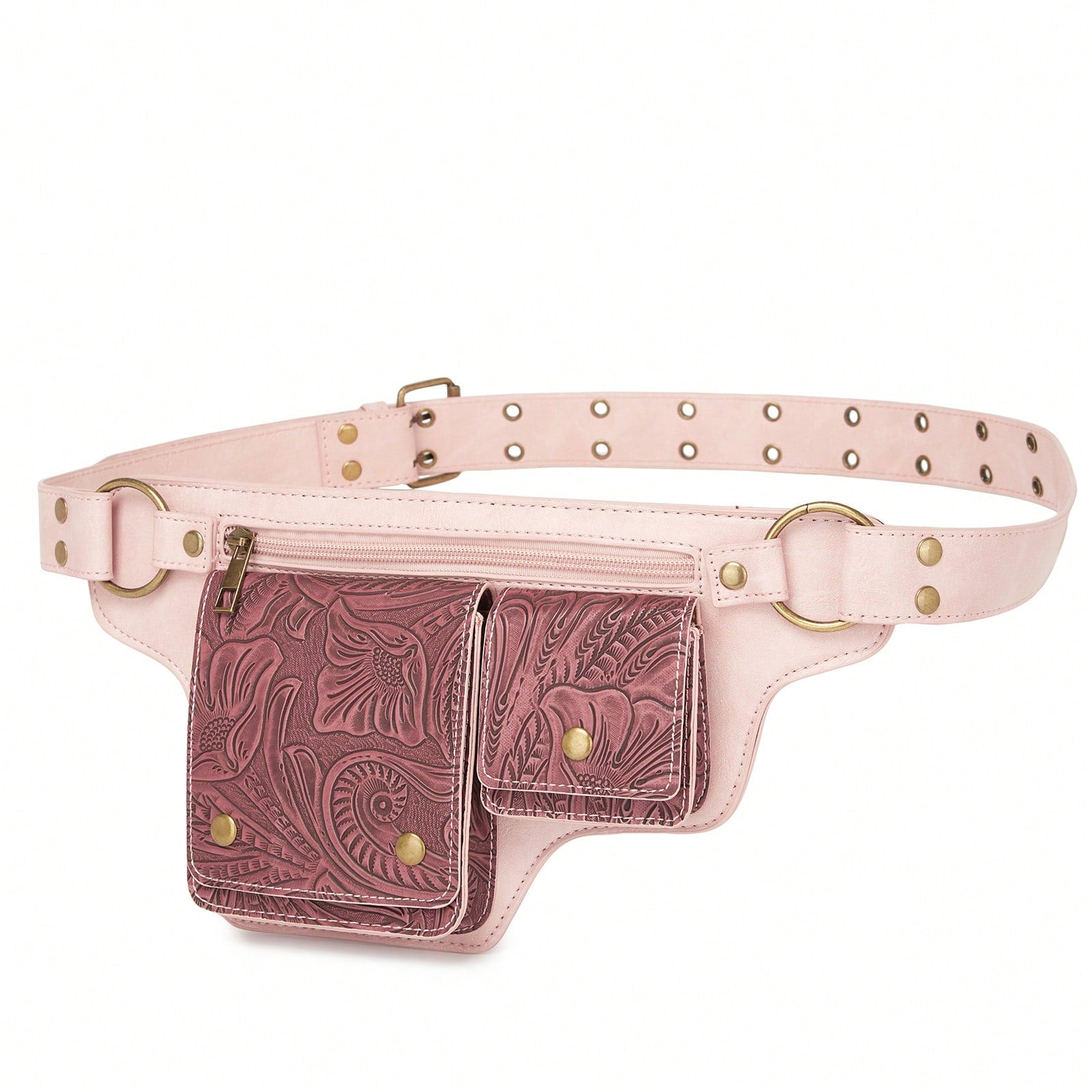 Vintage Leather Fanny Pack with Gold Studs | Women's Waist Bag | MIRA