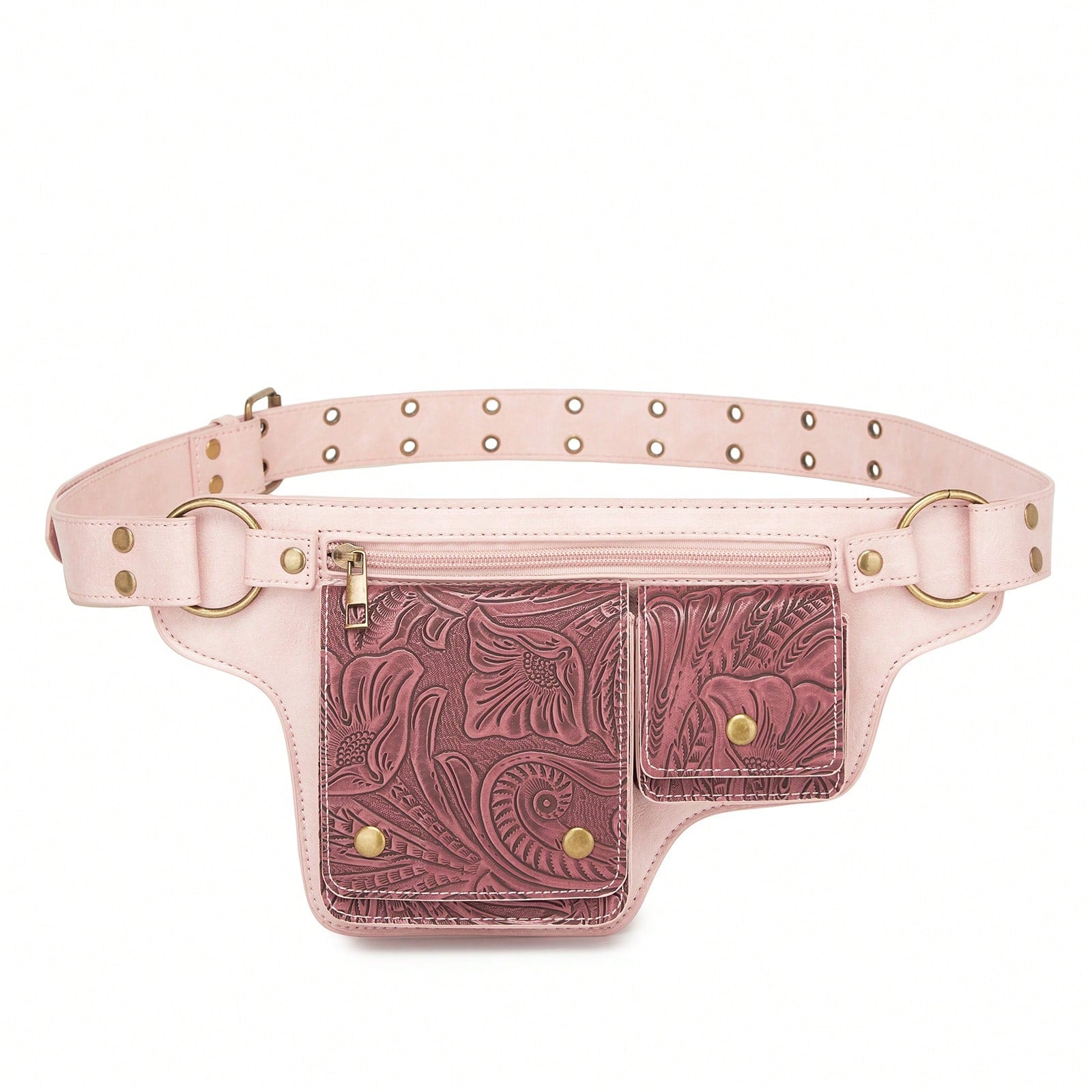 Vintage Leather Fanny Pack with Gold Studs | Women's Waist Bag | MIRA