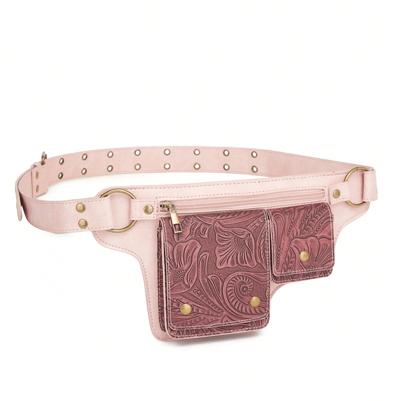 Vintage Leather Fanny Pack with Gold Studs | Women's Waist Bag | MIRA