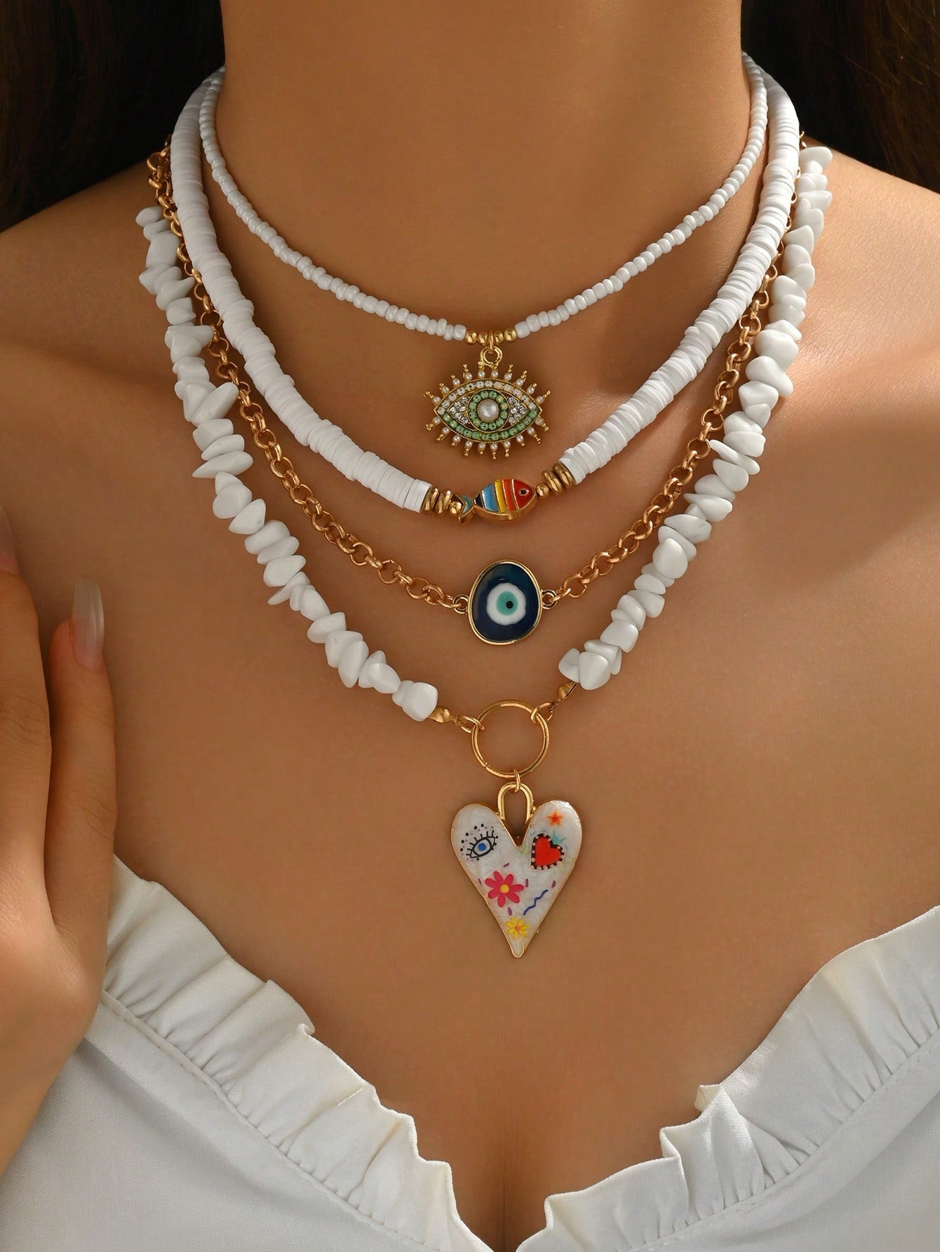Gold Layered Bead Chain Necklace Set for Women – Boho Style | MIRA