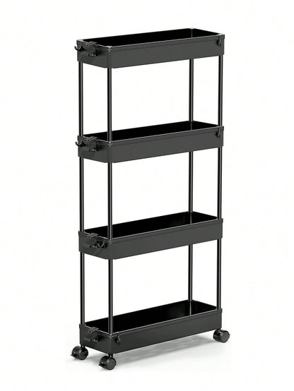 SPACEKEEPER Slim Rolling Storage Cart 4 Tier Bathroom Organizer Mobile Shelving Unit Utility Cart Tower Rack For Kitchen Laundry Narrow Places