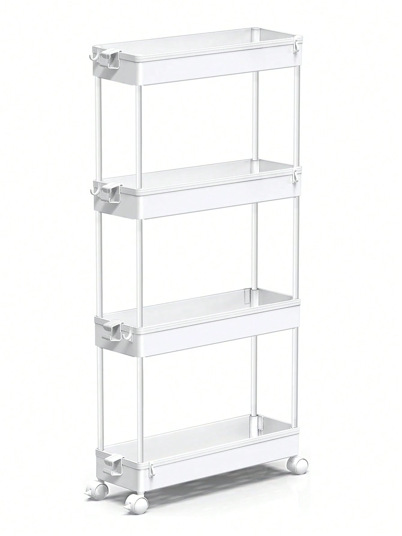SPACEKEEPER Slim Rolling Storage Cart 4 Tier Bathroom Organizer Mobile Shelving Unit Utility Cart Tower Rack For Kitchen Laundry Narrow Places