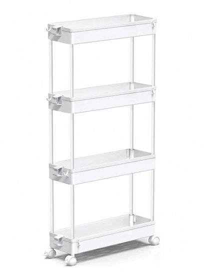 SPACEKEEPER Slim Rolling Storage Cart 4 Tier Bathroom Organizer Mobile Shelving Unit Utility Cart Tower Rack For Kitchen Laundry Narrow Places