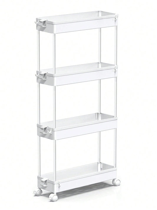 SPACEKEEPER Slim Rolling Storage Cart 4 Tier Bathroom Organizer Mobile Shelving Unit Utility Cart Tower Rack For Kitchen Laundry Narrow Places