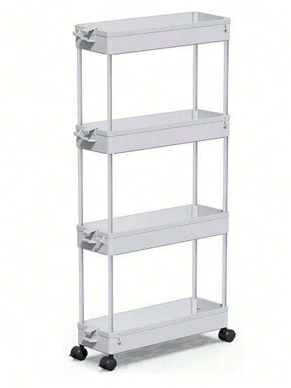 SPACEKEEPER Slim Rolling Storage Cart 4 Tier Bathroom Organizer Mobile Shelving Unit Utility Cart Tower Rack For Kitchen Laundry Narrow Places