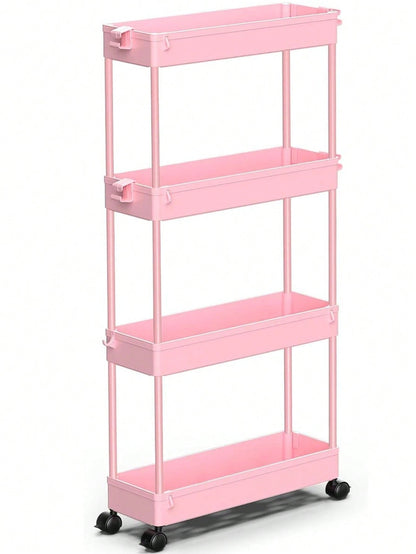 SPACEKEEPER Slim Rolling Storage Cart 4 Tier Bathroom Organizer Mobile Shelving Unit Utility Cart Tower Rack For Kitchen Laundry Narrow Places