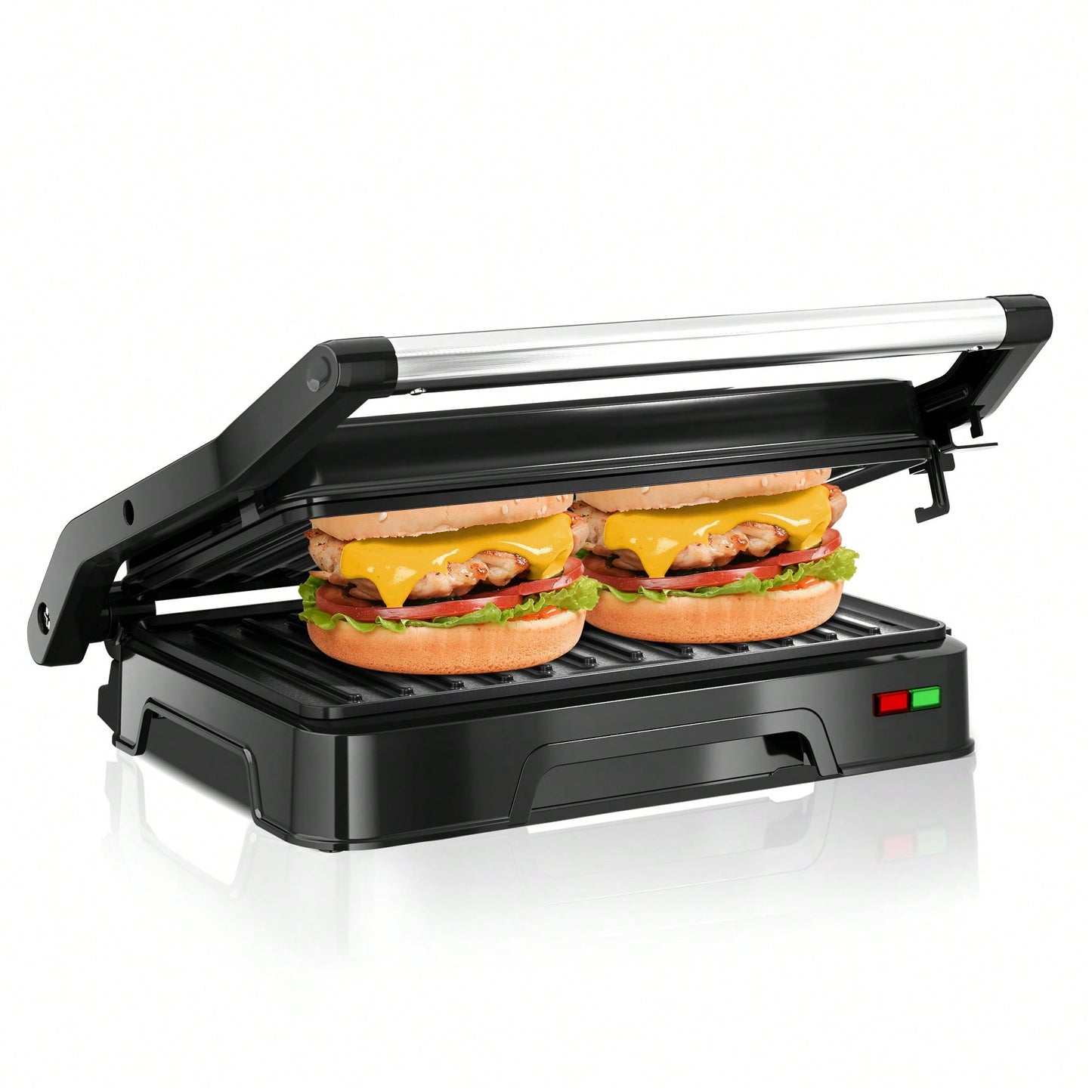 CACHOO Panini Grill Press - 2-Slice, 180° Opening, Non-Stick For Versatile Grilling, Toasting, And Cooking, Easy To Clean, Perfect For Home Kitchens, 850W, 304 Stainless Steel