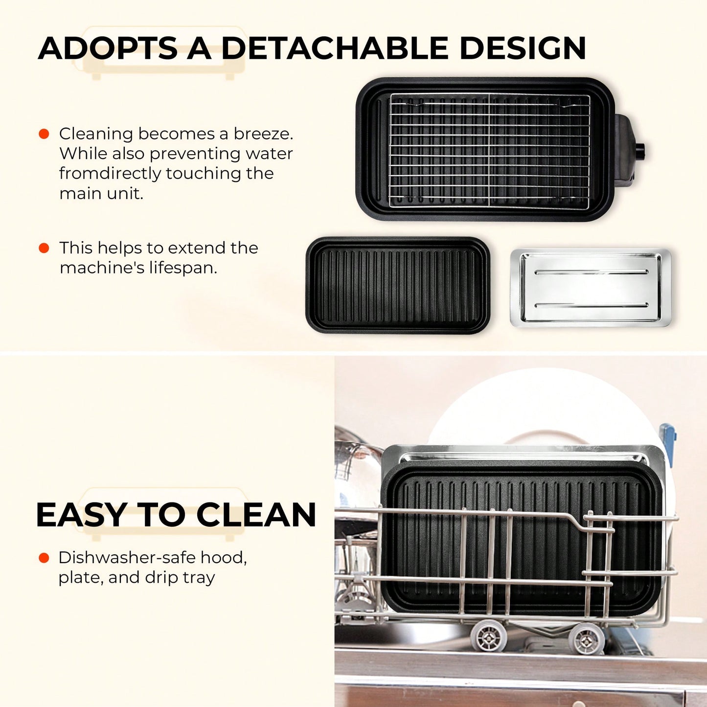 SUSTEAS 1500W Electric Indoor Grill – 2-In-1 Grill & Griddle With Removable Plates – Non-Stick & Dishwasher – Adjustable Temperature Control – For Steak, Burgers, Vegetables (Black),304 Stainless Steel